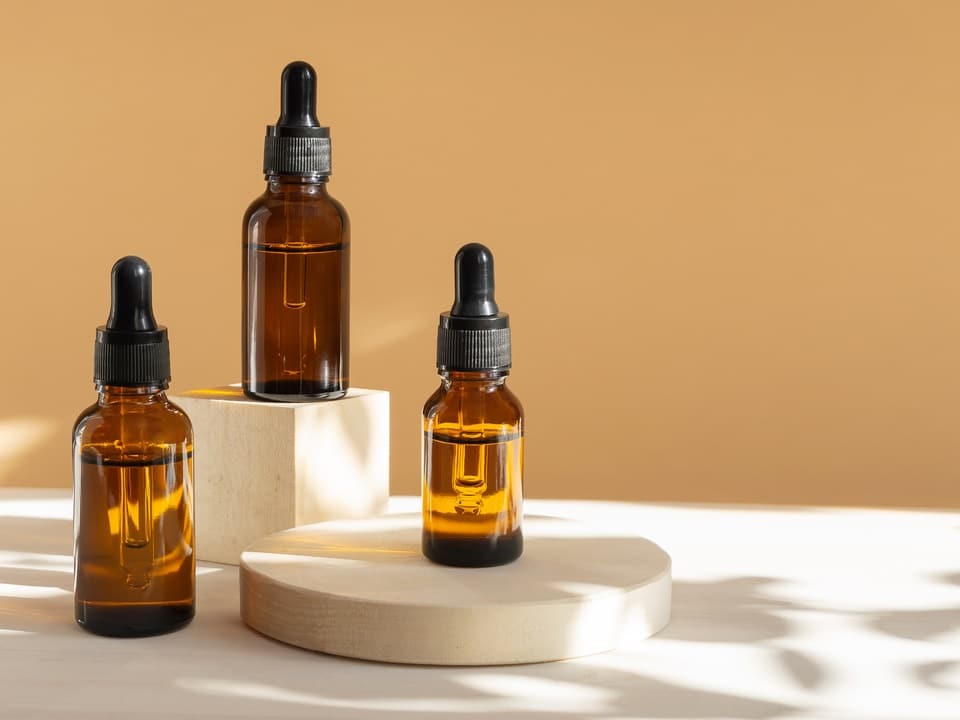 cbd bottles on a shade