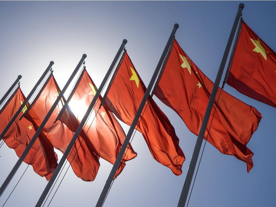 china flags in poles